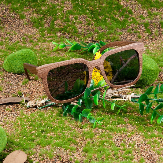 Bamboo Wooden Sunglasses Men Black Walnut Polarized UV